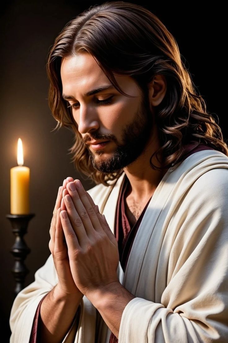 Jesus showing gratitude hands